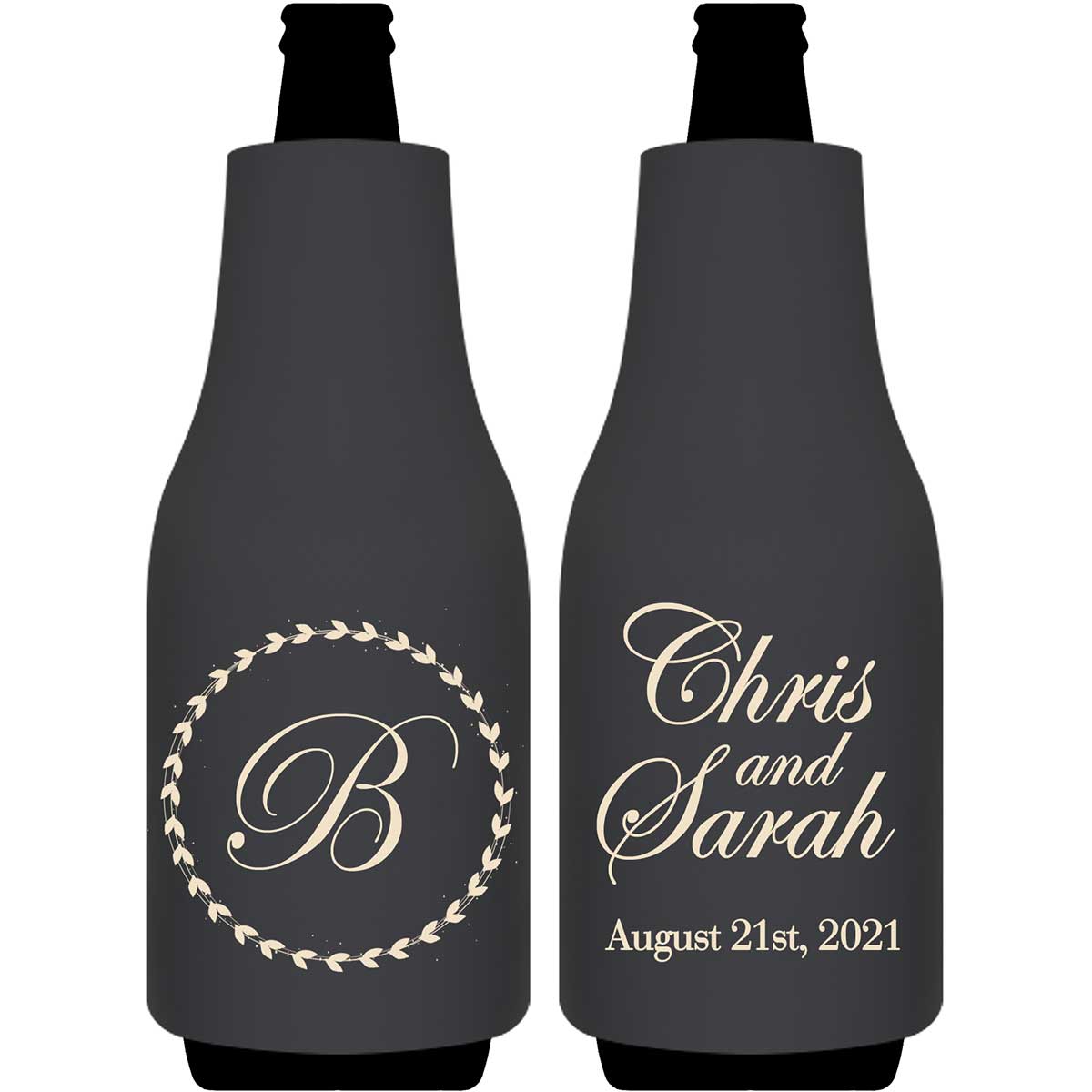 Classic Wedding Design 5A Foldable Bottle Sleeve Koozies Wedding Gifts for Guests