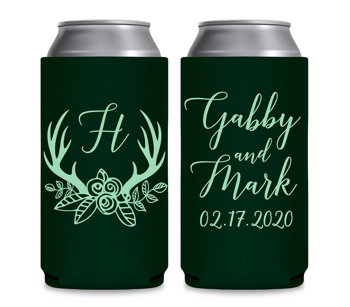 Classic Wedding Design 6B Foldable 12 oz Slim Can Koozies Wedding Gifts for Guests