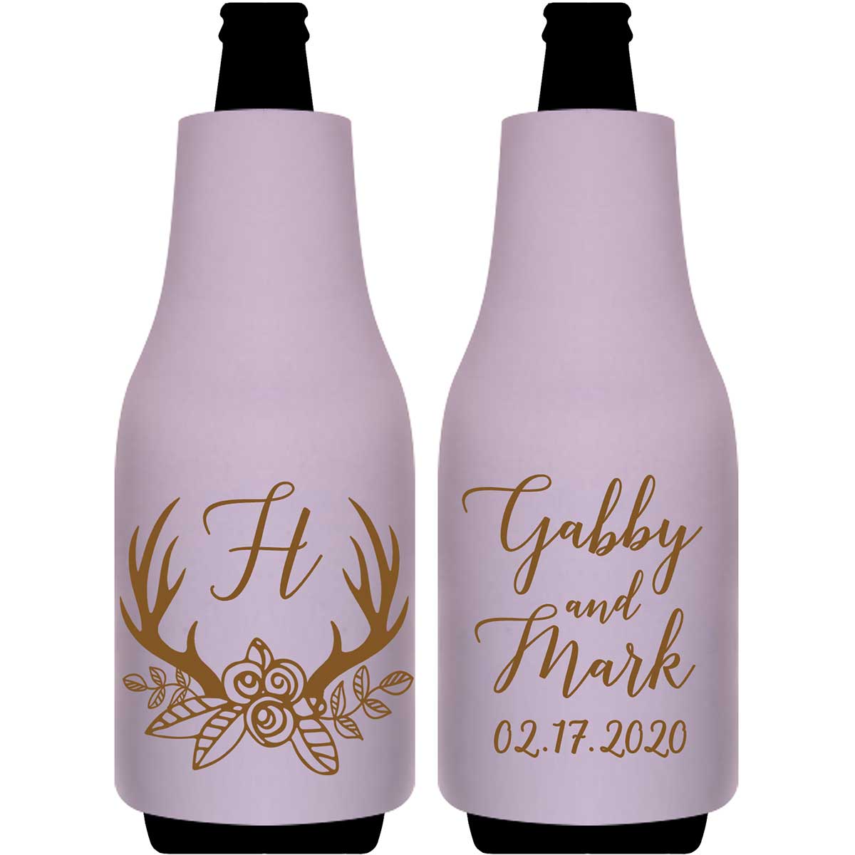 Classic Wedding Design 6B Foldable Bottle Sleeve Koozies Wedding Gifts for Guests