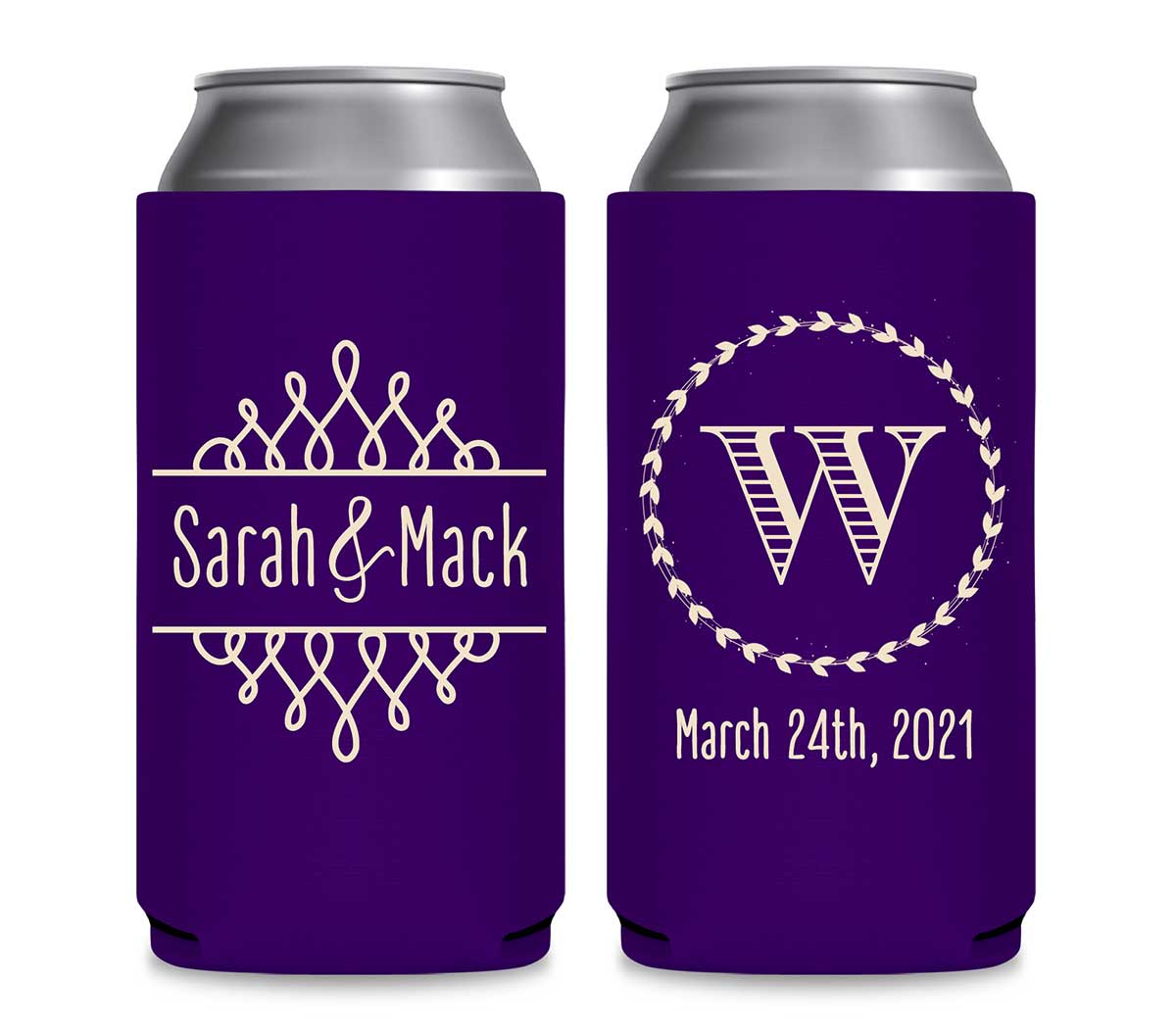 Classic Wedding Design 9A Foldable 12 oz Slim Can Koozies Wedding Gifts for Guests