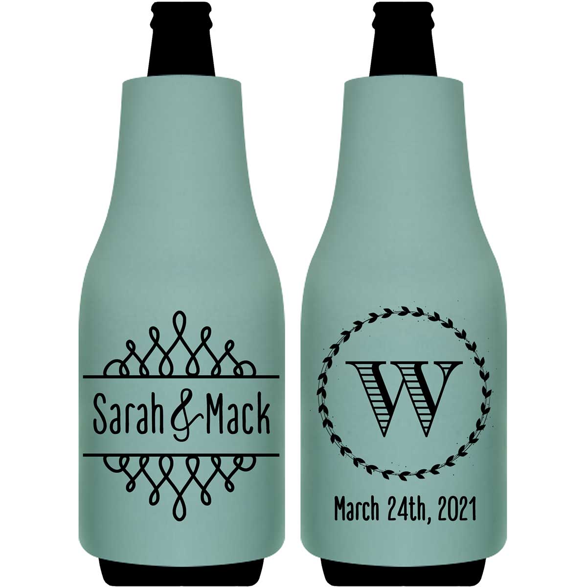 Classic Wedding Design 9A Foldable Bottle Sleeve Koozies Wedding Gifts for Guests