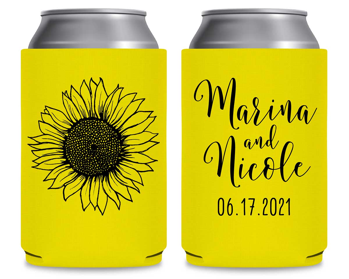 Country Sunflower 1B Foldable Can Koozies Wedding Gifts for Guests