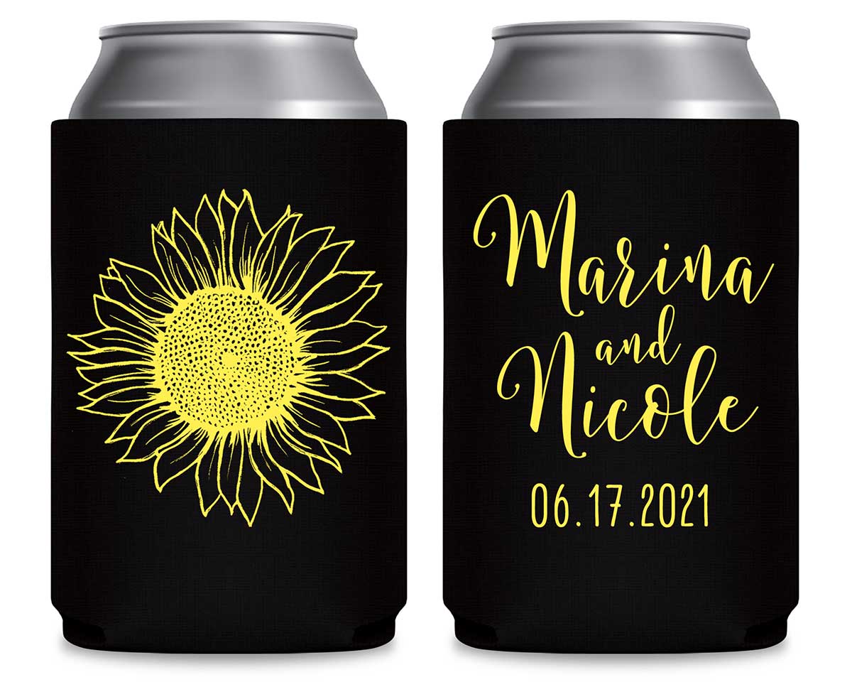 Country Sunflower 1B Foldable Can Koozies Wedding Gifts for Guests