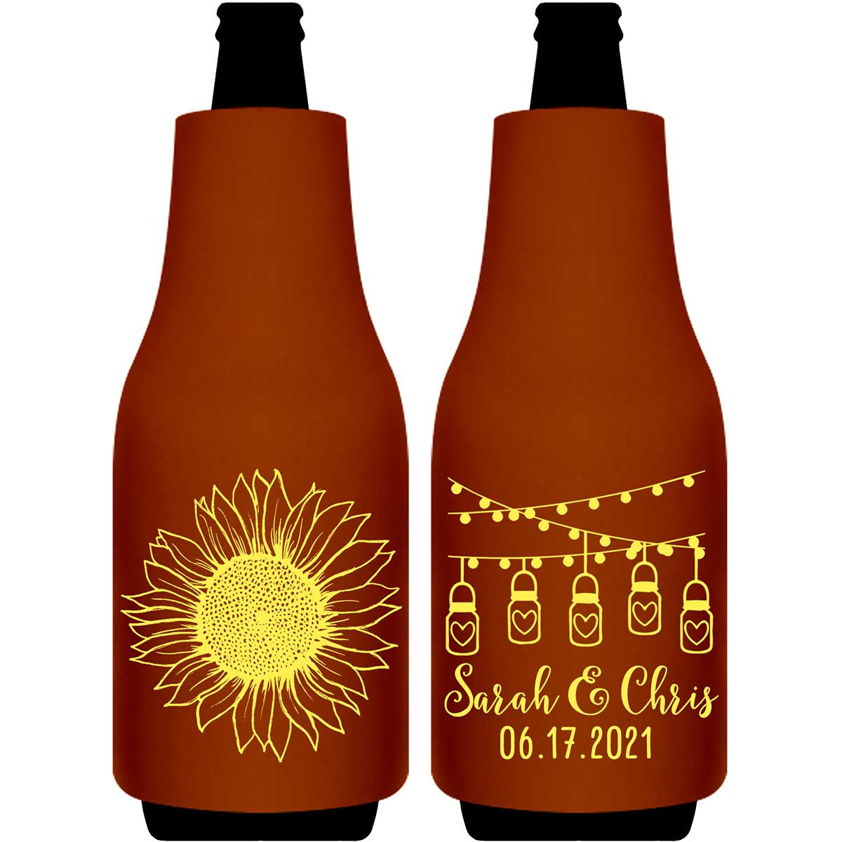 Country Sunflower 1C Mason Jars Foldable Bottle Sleeve Koozies Wedding Gifts for Guests