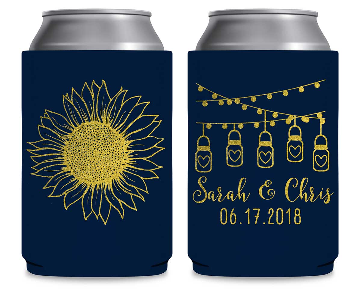 Country Sunflower 1C Mason Jars Foldable Can Koozies Wedding Gifts for Guests