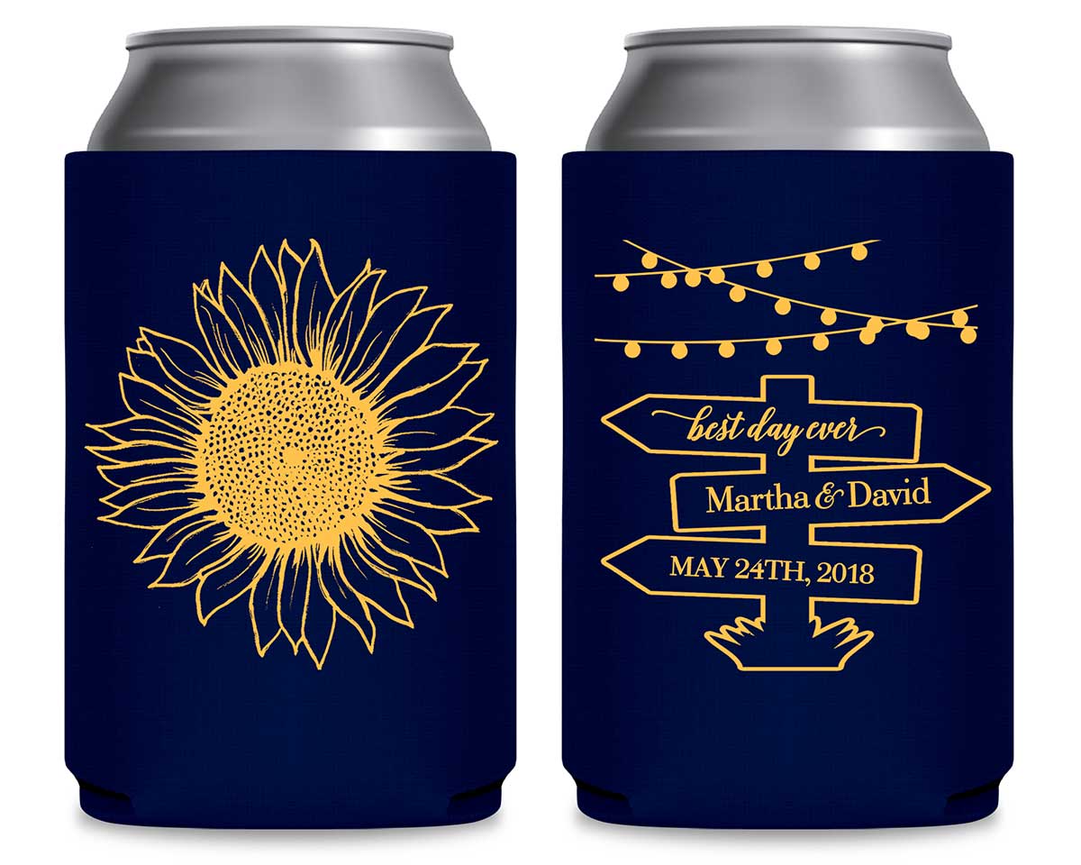 Country Sunflower 1D Post Sign Foldable Can Koozies Wedding Gifts for Guests