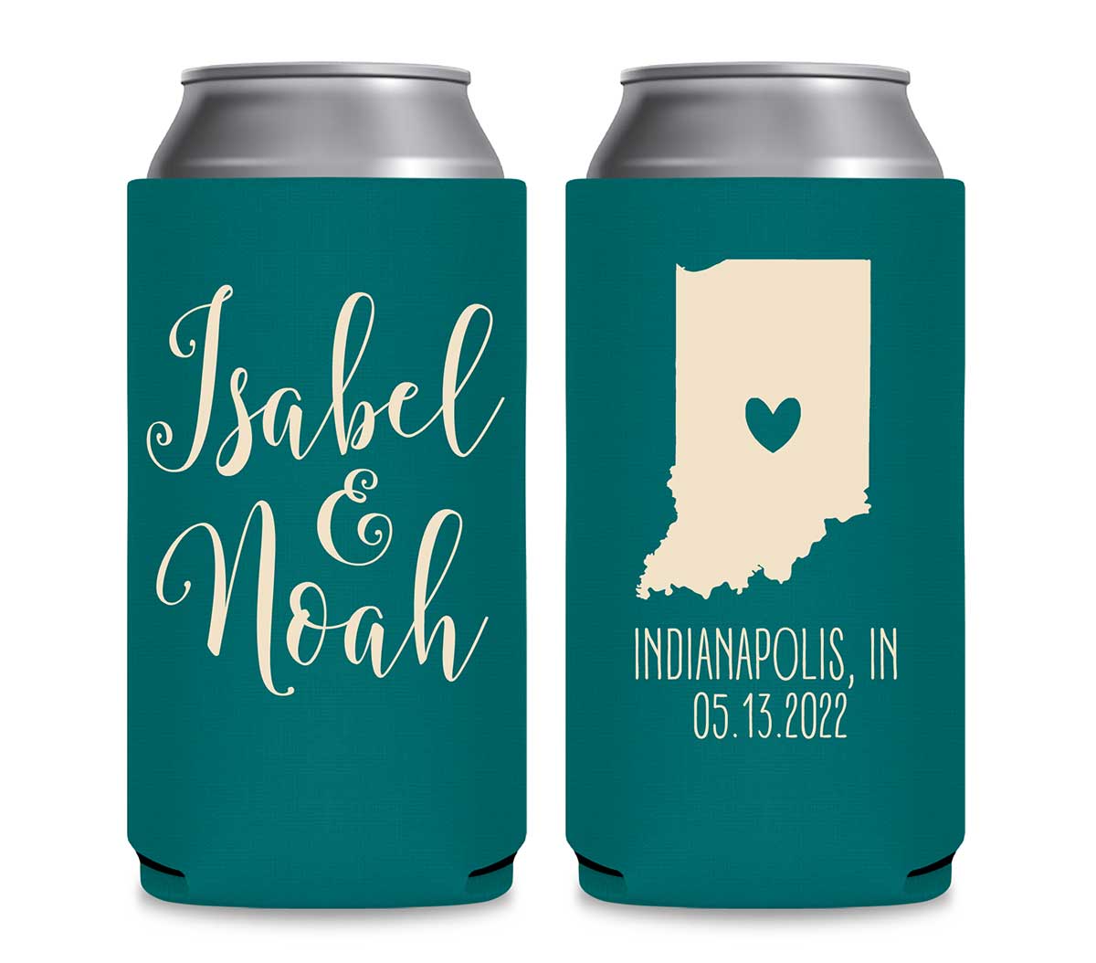Custom Map 1A Foldable 12 oz Slim Can Koozies Wedding Gifts for Guests