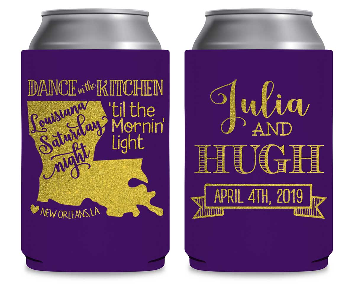 Dance In The Kitchen 1A Louisiana Map Foldable Can Koozies Wedding Gifts for Guests