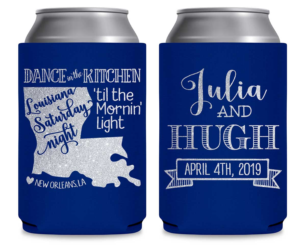 Dance In The Kitchen 1A Louisiana Map Foldable Can Koozies Wedding Gifts for Guests
