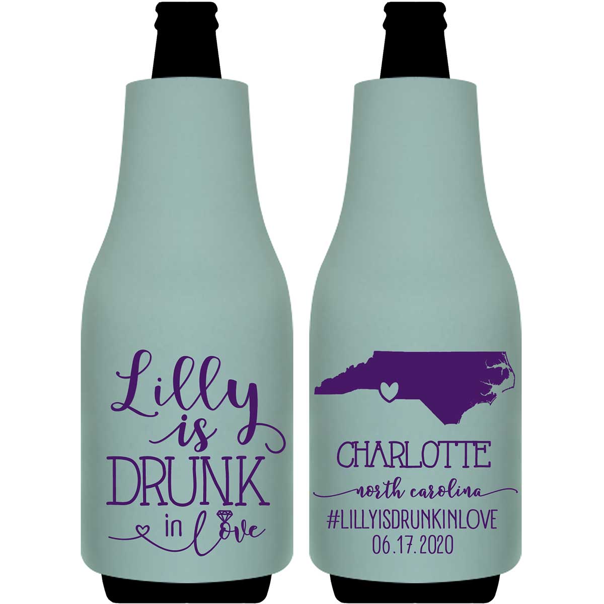 Drunk In Love Bachelorette 1A Any Map Foldable Bottle Sleeve Koozies Wedding Gifts for Guests