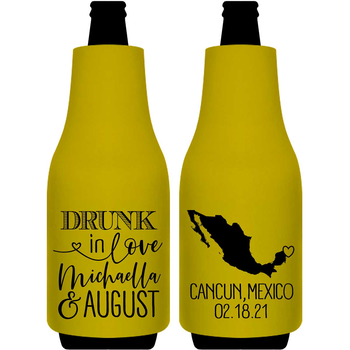 Drunk In Love 1B Any Map Foldable Bottle Sleeve Koozies Wedding Gifts for Guests