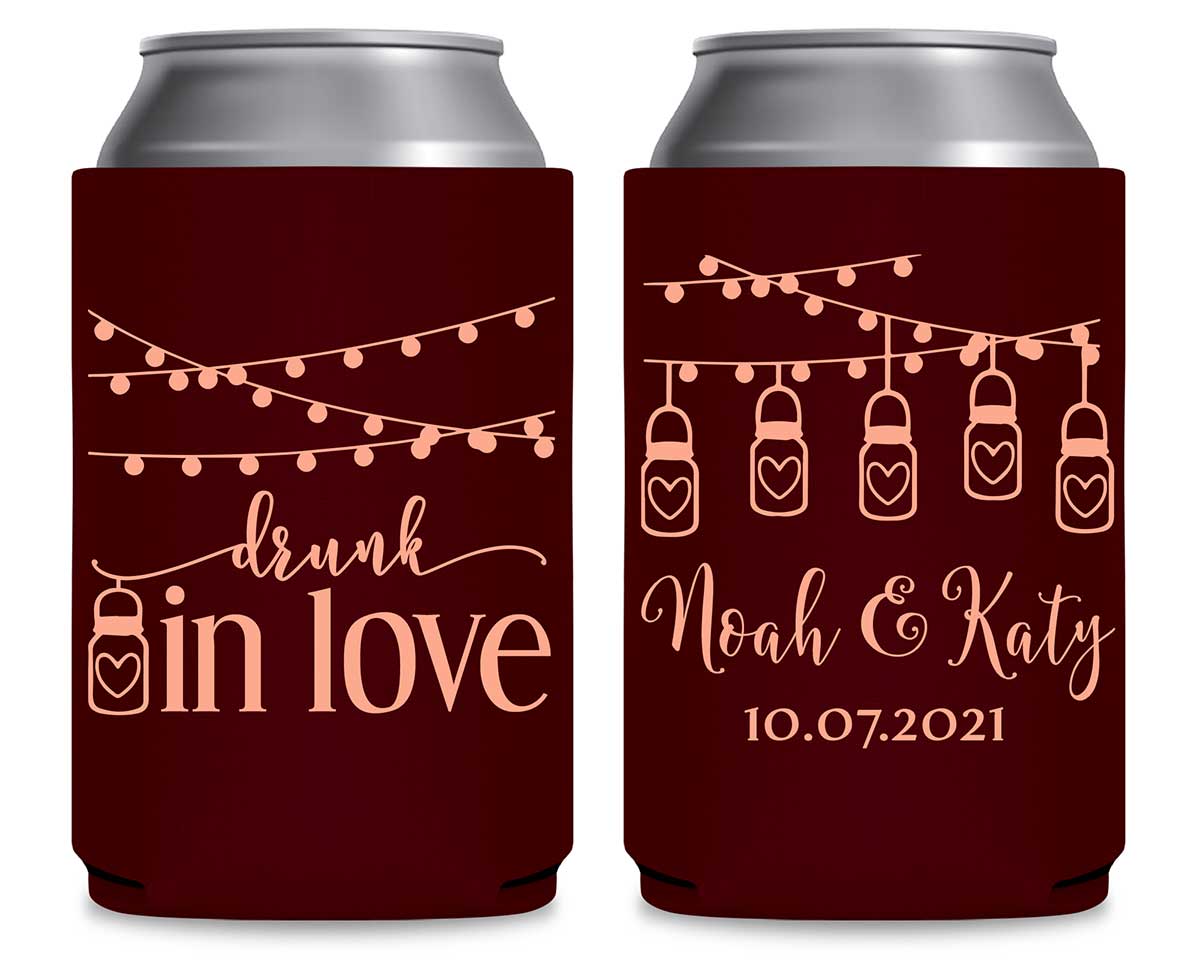 Drunk In Love 2A Mason Jars Foldable Can Koozies Wedding Gifts for Guests