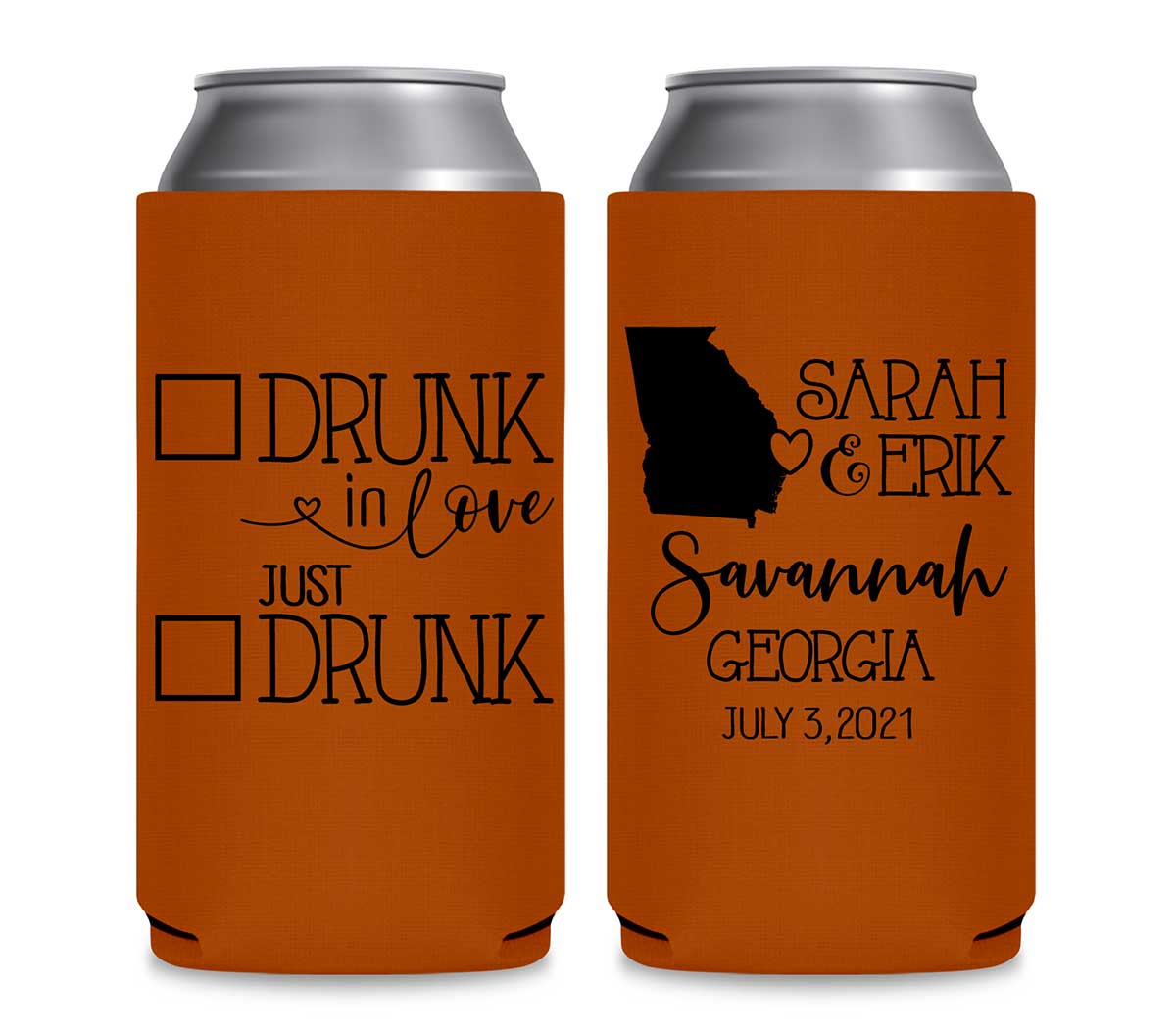 Drunk In Love 3A Any Map Foldable 12 oz Slim Can Koozies Wedding Gifts for Guests