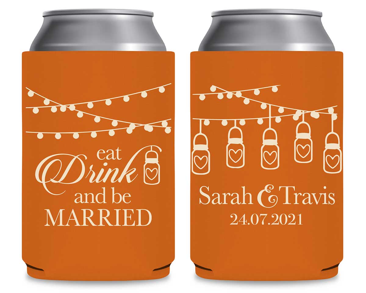 Eat Drink And Be Married 1C Foldable Can Koozies Wedding Gifts for Guests