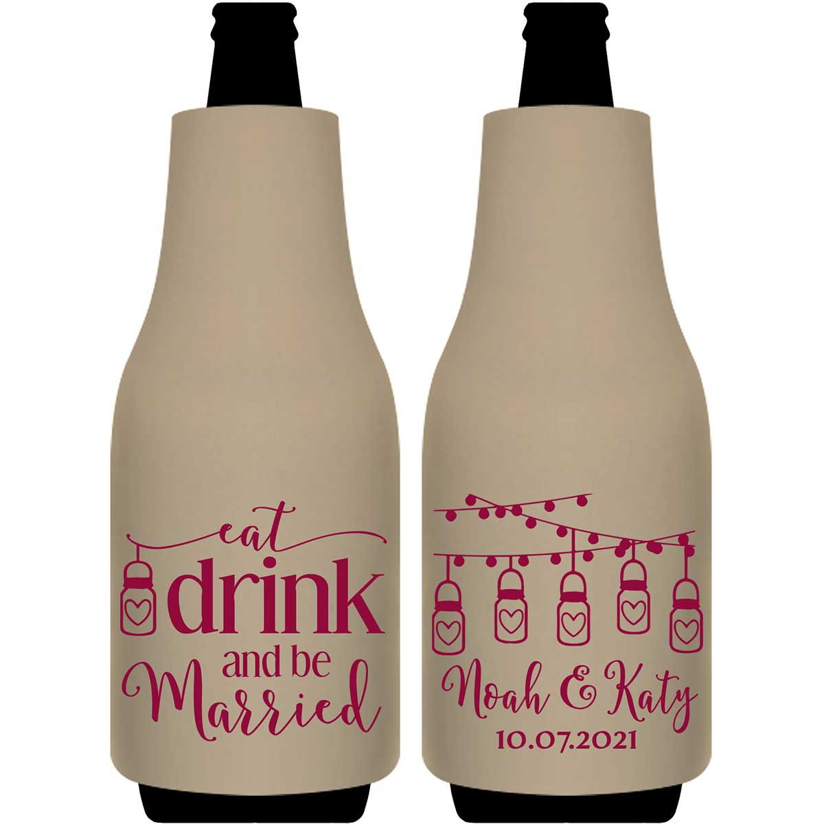 Eat Drink And Be Married 3A  Foldable Bottle Sleeve Koozies Wedding Gifts for Guests