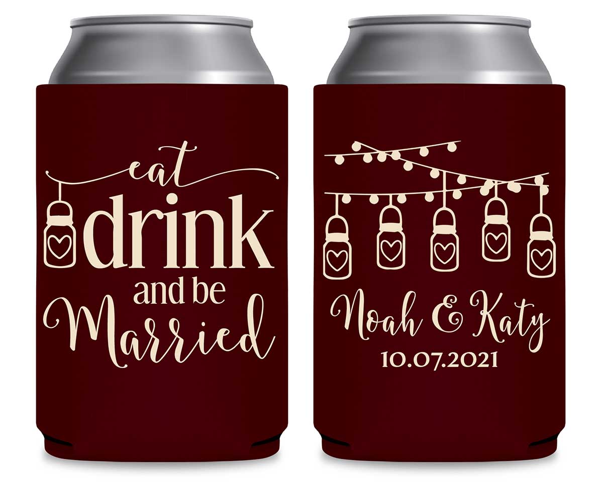 Eat Drink And Be Married 3A  Foldable Can Koozies Wedding Gifts for Guests