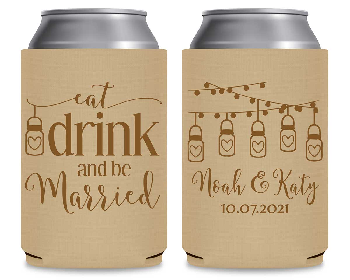 Eat Drink And Be Married 3A  Foldable Can Koozies Wedding Gifts for Guests