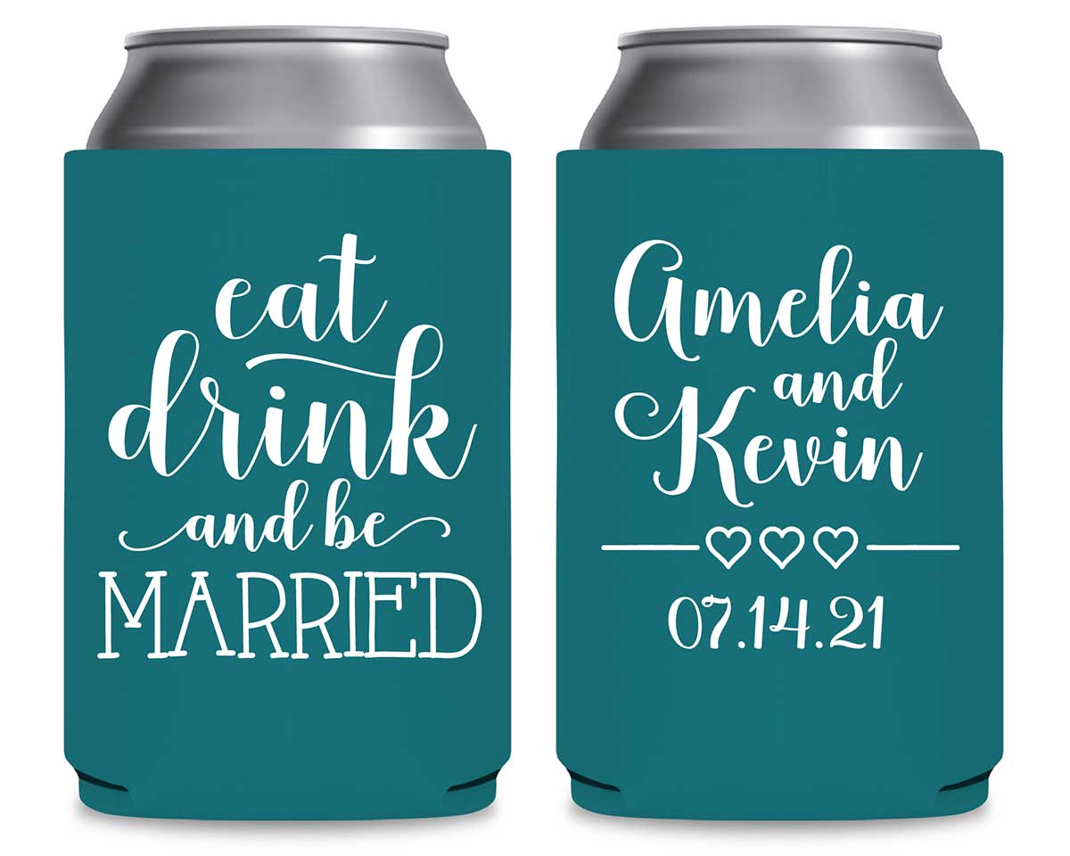 Eat Drink And Be Married 4A Foldable Can Koozies Wedding Gifts for Guests