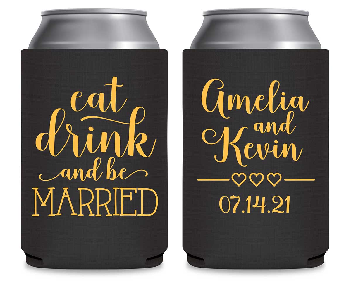 Eat Drink And Be Married 4A Foldable Can Koozies Wedding Gifts for Guests