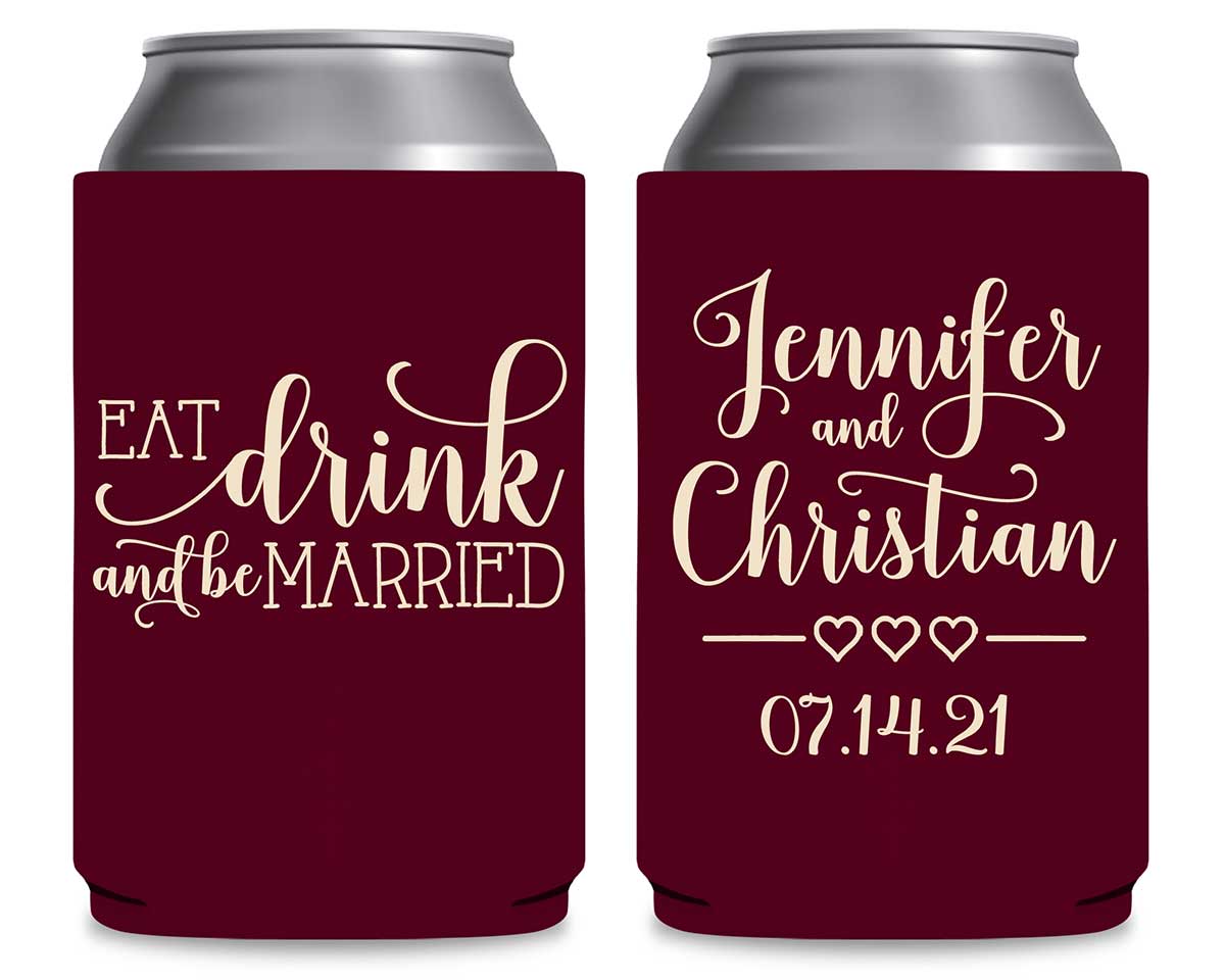 Eat Drink And Be Married 6A Foldable Can Koozies Wedding Gifts for Guests