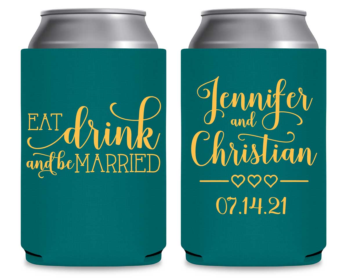 Eat Drink And Be Married 6A Foldable Can Koozies Wedding Gifts for Guests