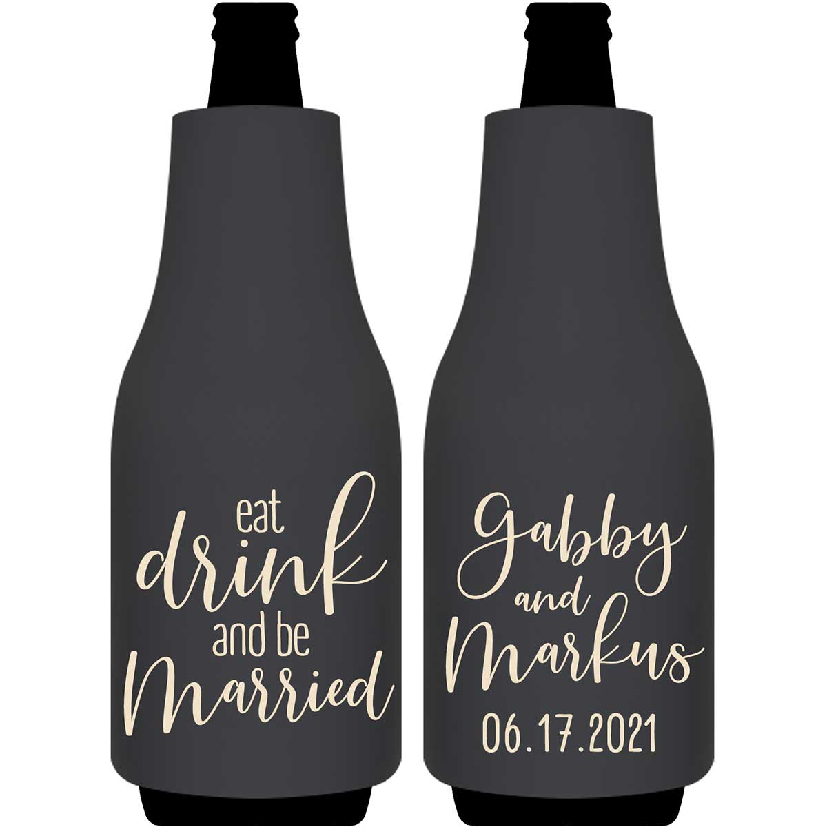 Eat Drink And Be Married 7A Foldable Bottle Sleeve Koozies Wedding Gifts for Guests