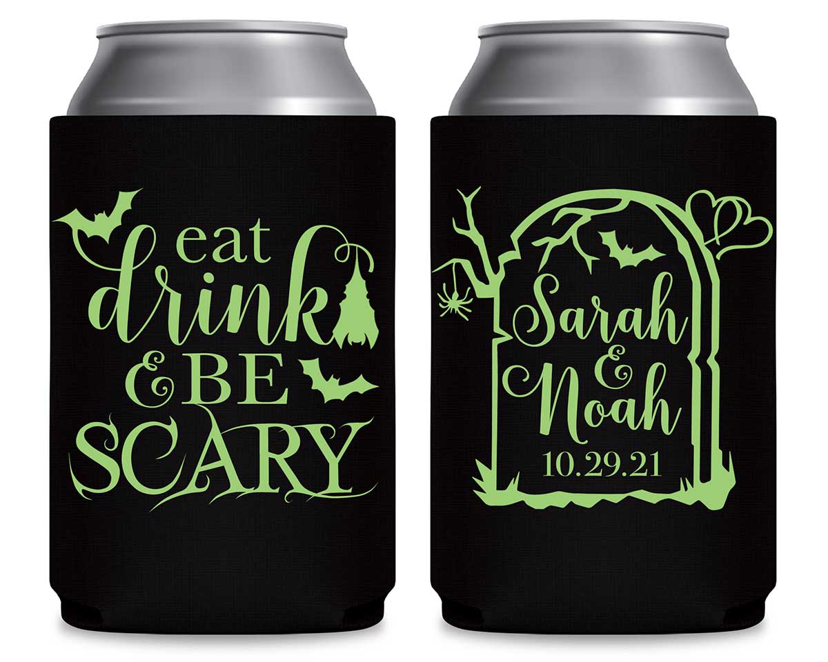 Eat Drink And Be Scary 1A Foldable Can Koozies Wedding Gifts for Guests