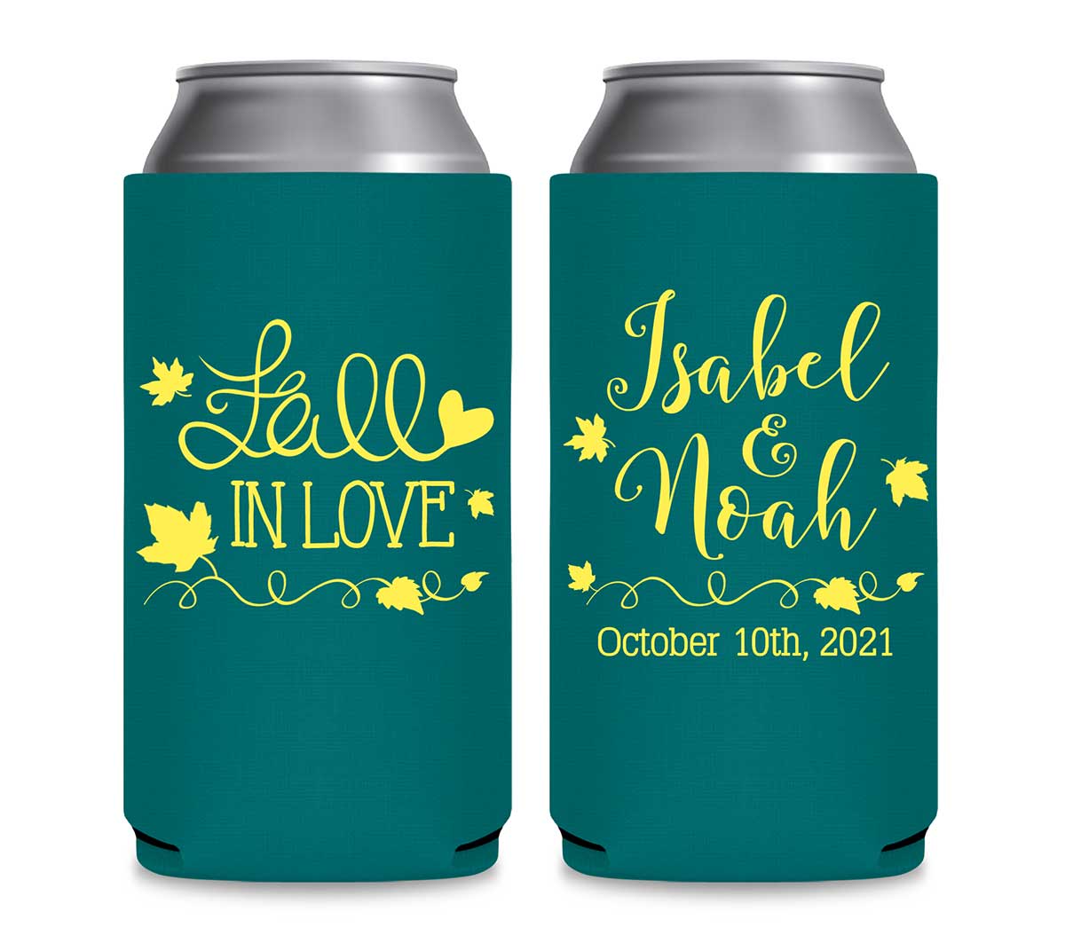 Fall In Love 3B Foldable 12 oz Slim Can Koozies Wedding Gifts for Guests