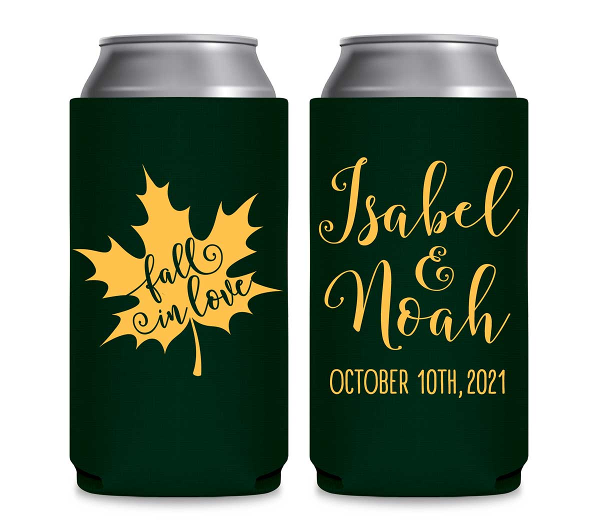 Fall In Love 5A Foldable 12 oz Slim Can Koozies Wedding Gifts for Guests