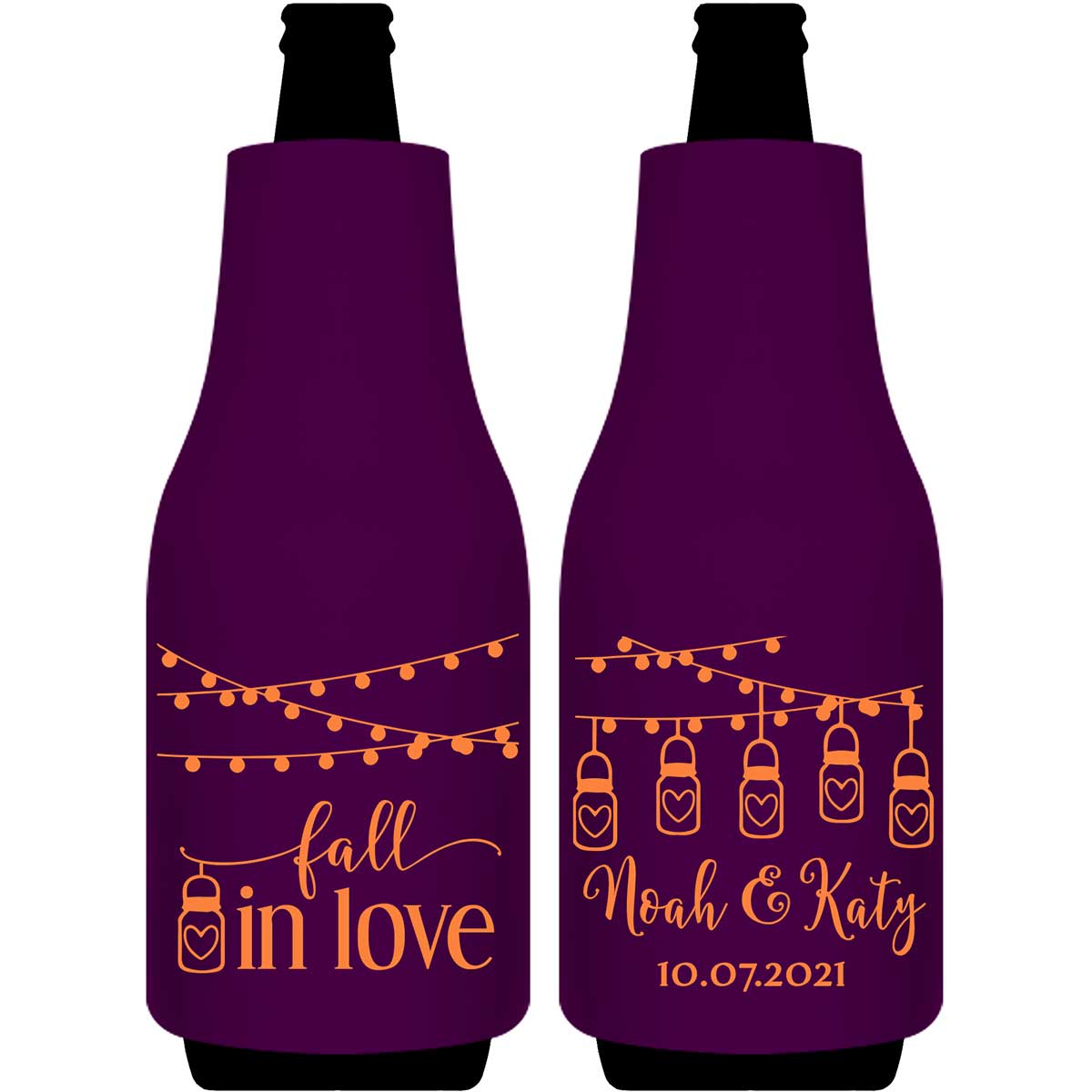 Fall In Love 7A Foldable Bottle Sleeve Koozies Wedding Gifts for Guests