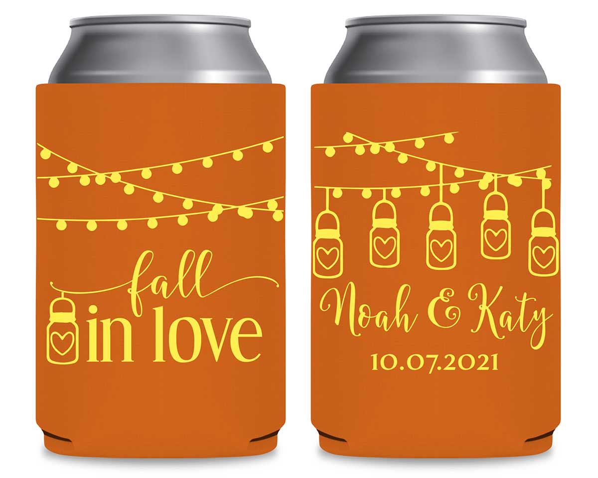 Fall In Love 7A Foldable Can Koozies Wedding Gifts for Guests