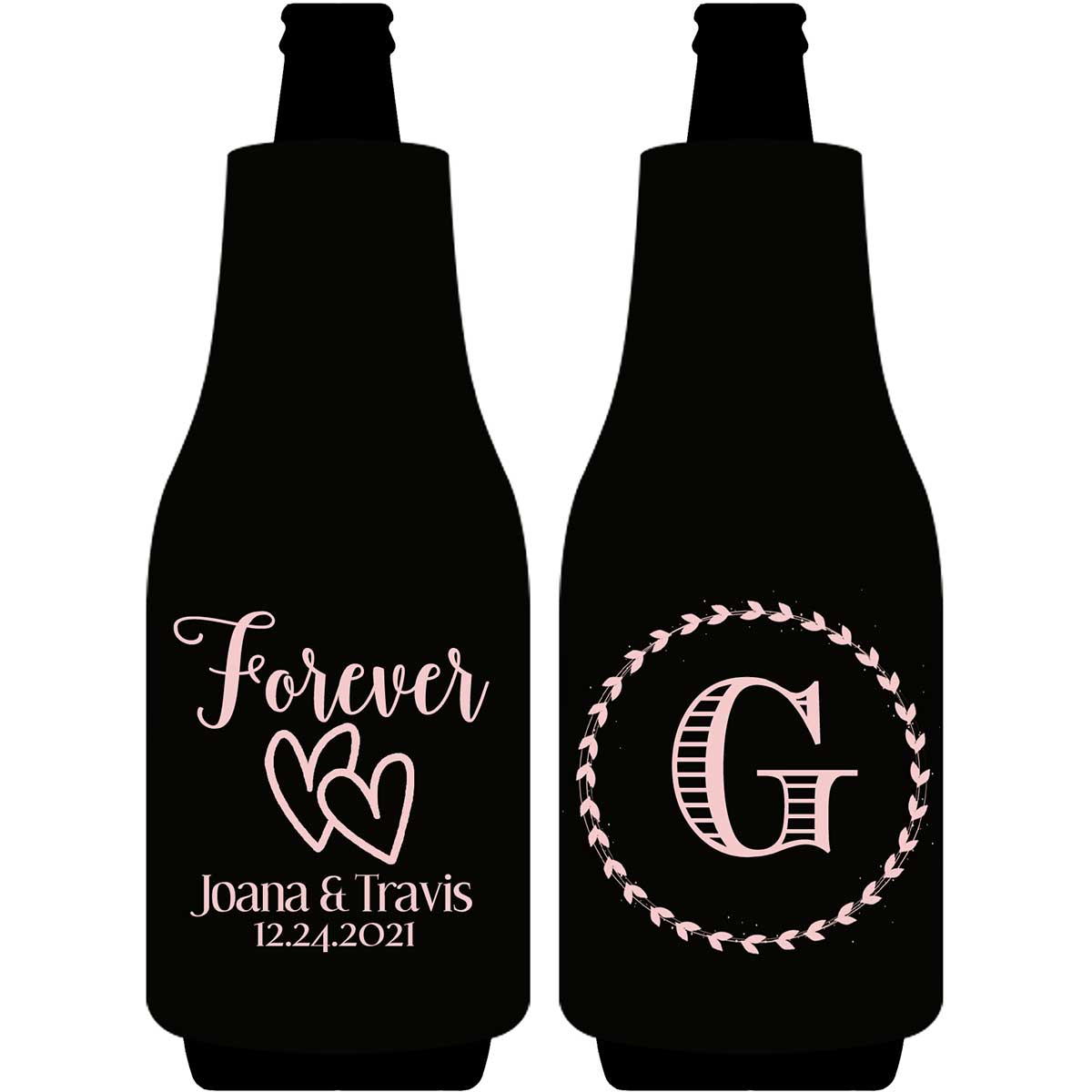 Forever 1A Intertwined Hearts Foldable Bottle Sleeve Koozies Wedding Gifts for Guests