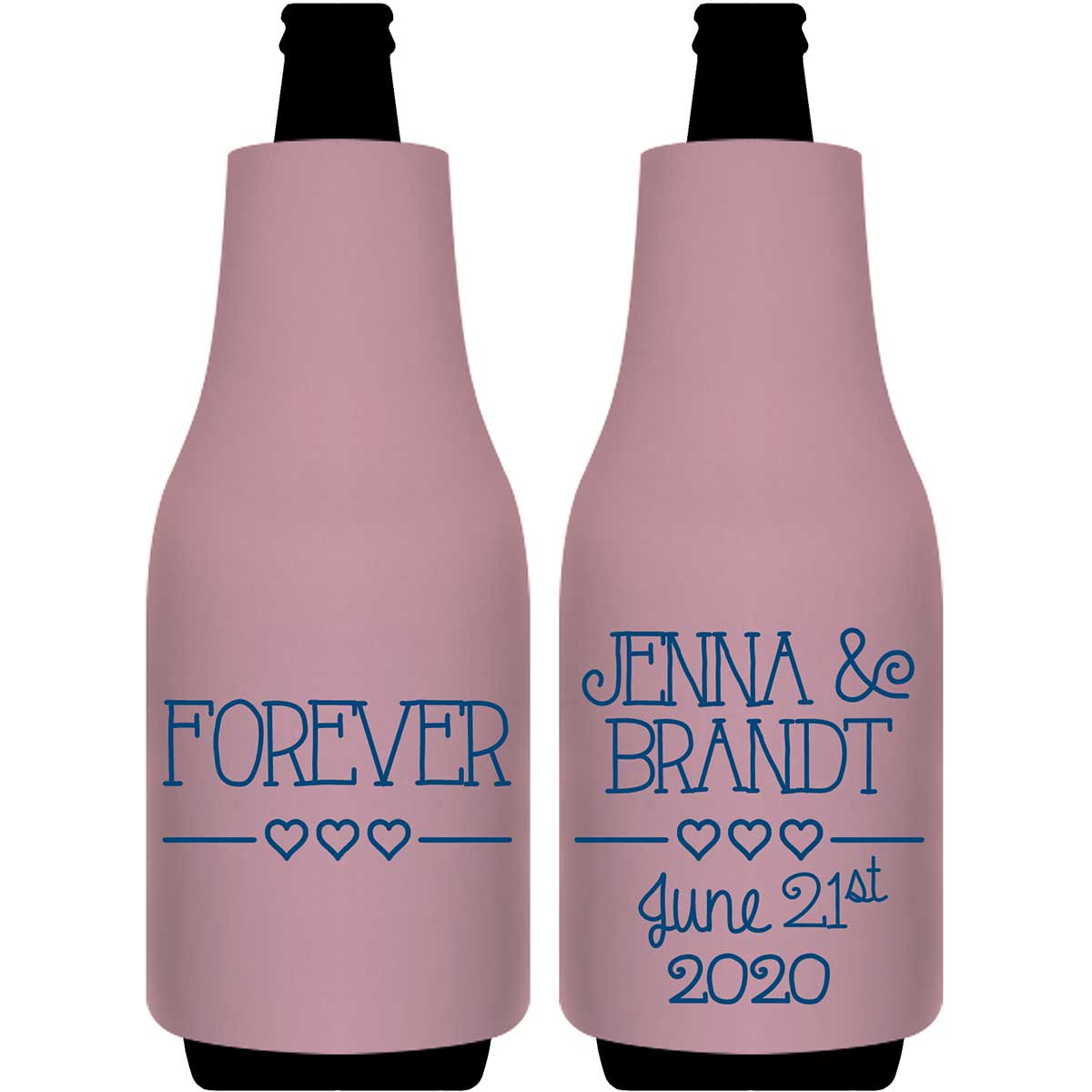 Forever 3A Cute Hearts Foldable Bottle Sleeve Koozies Wedding Gifts for Guests