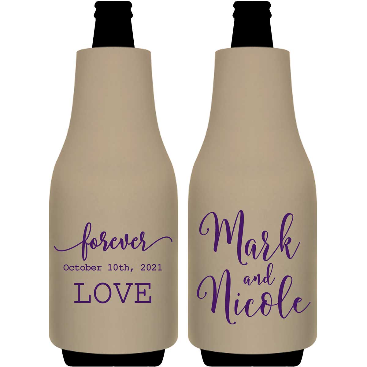Forever Love 1A Foldable Bottle Sleeve Koozies Wedding Gifts for Guests