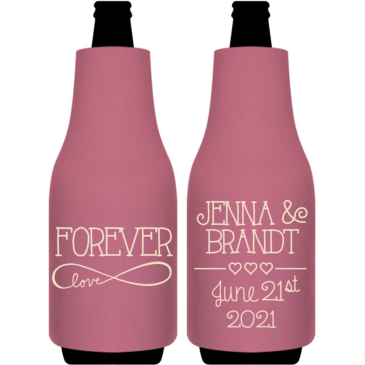 Forever Love 2A Foldable Bottle Sleeve Koozies Wedding Gifts for Guests