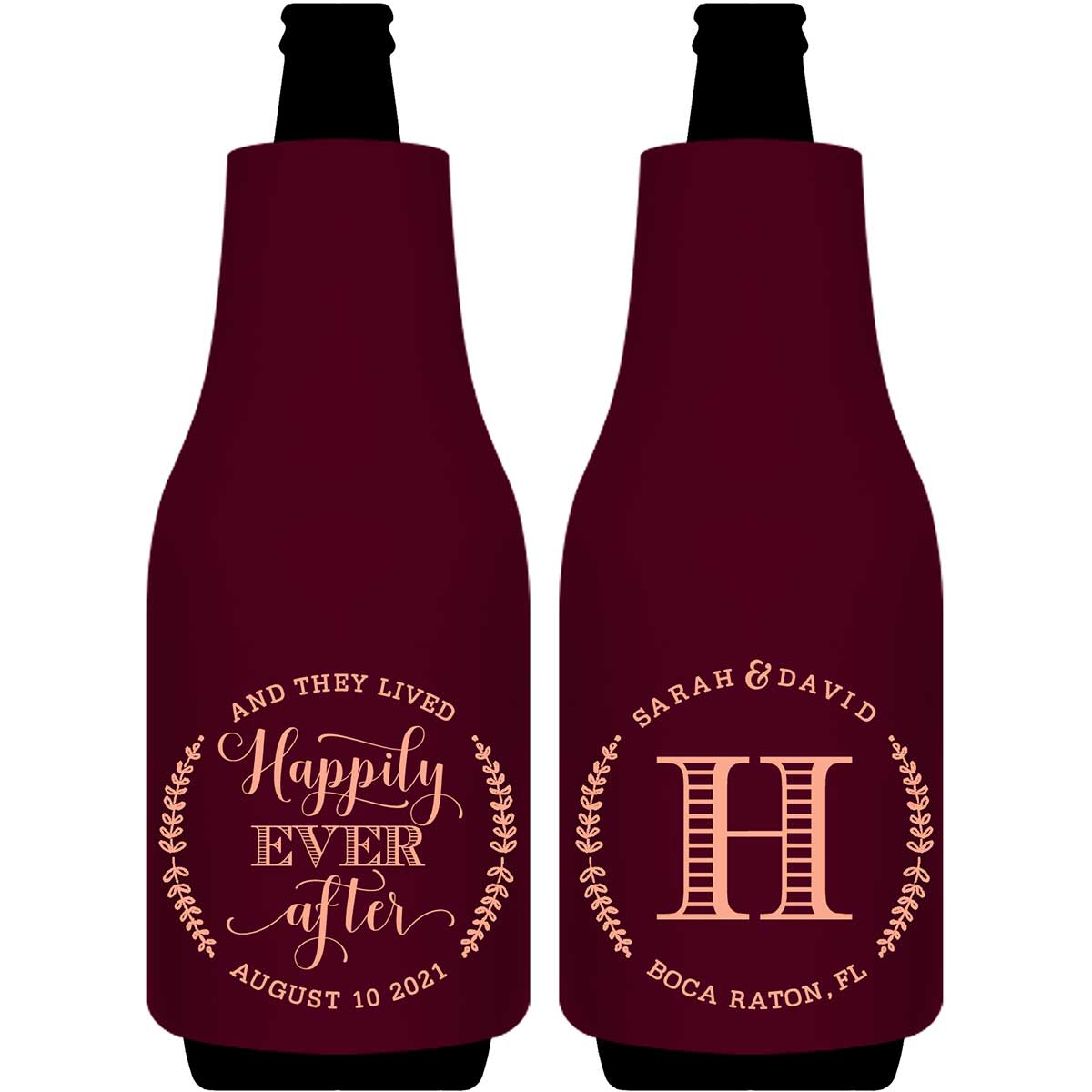 Happily Ever After 1A Foldable Bottle Sleeve Koozies Wedding Gifts for Guests