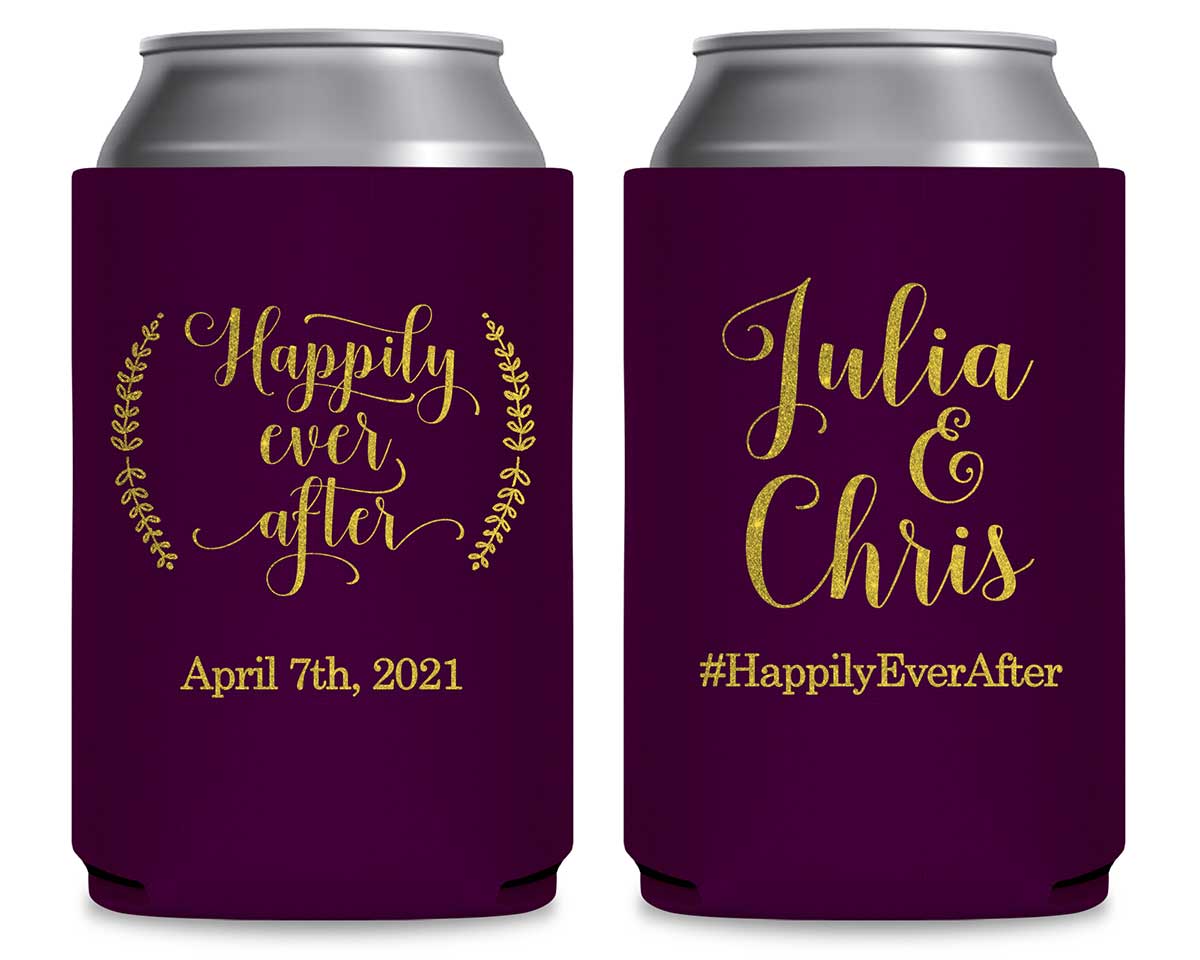 Happily Ever After 2A Foldable Can Koozies Wedding Gifts for Guests