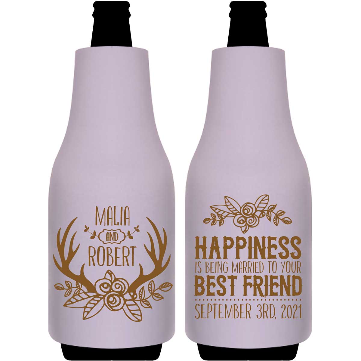 Happiness Best Friend 1A Foldable Bottle Sleeve Koozies Wedding Gifts for Guests
