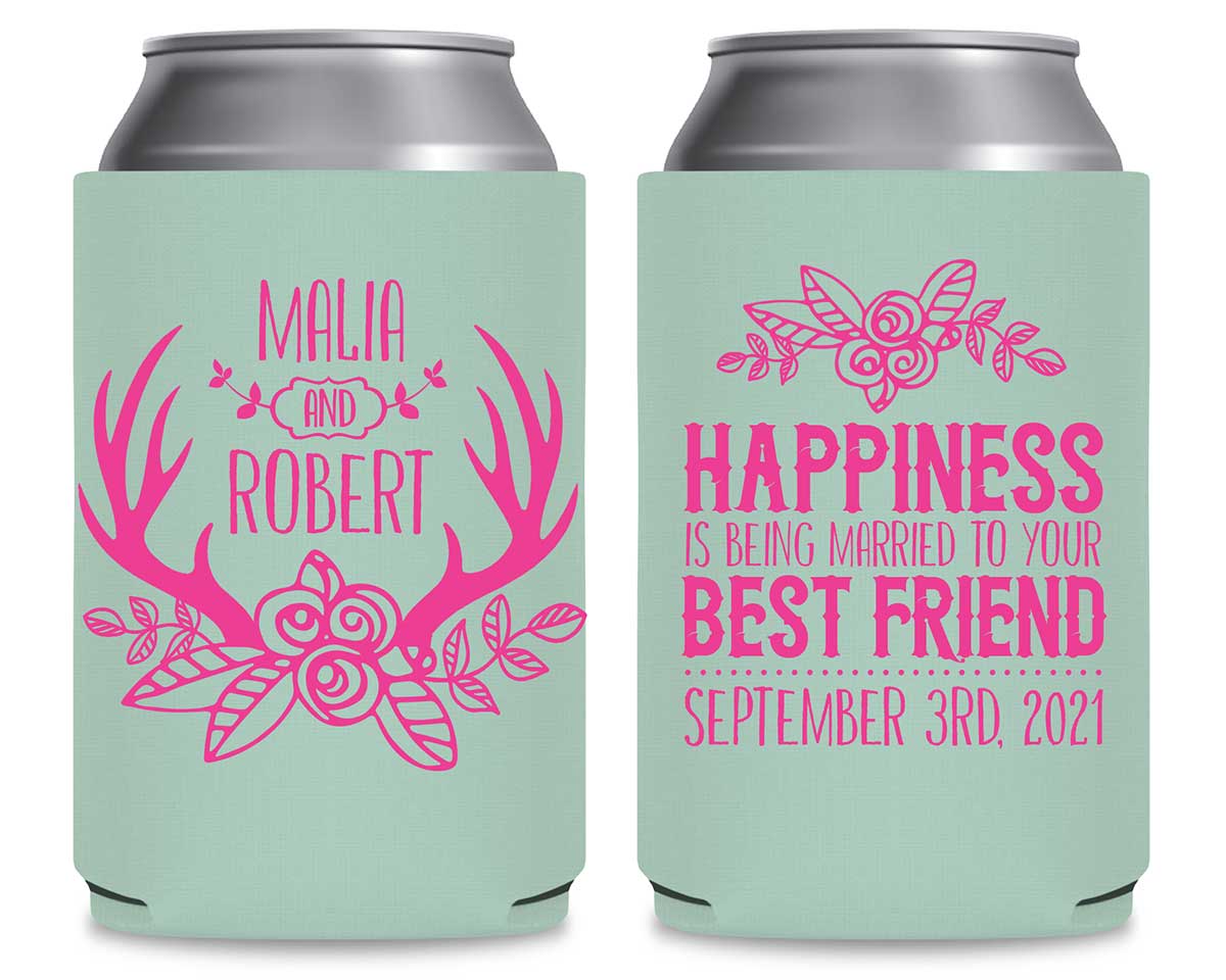 Happiness Best Friend 1A Foldable Can Koozies Wedding Gifts for Guests