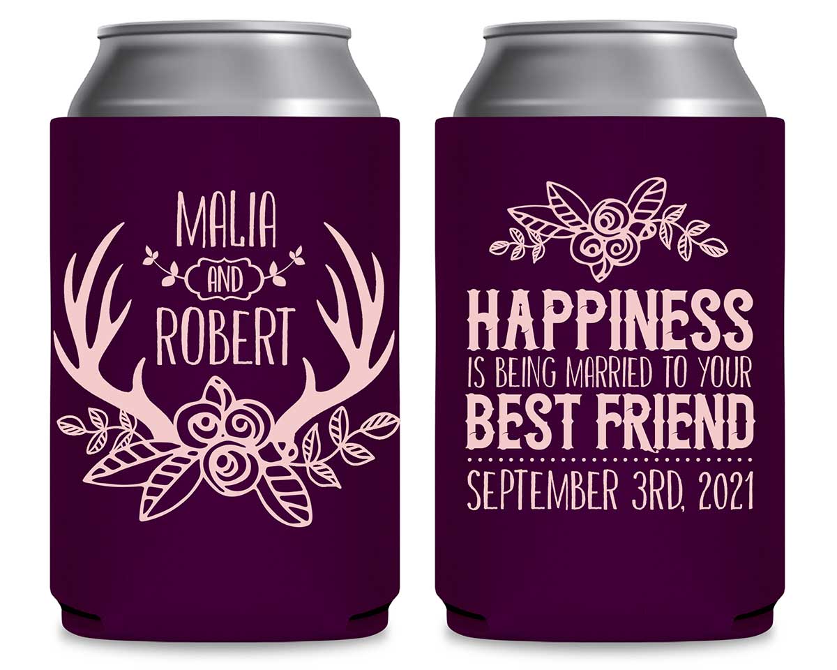 Happiness Best Friend 1A Foldable Can Koozies Wedding Gifts for Guests