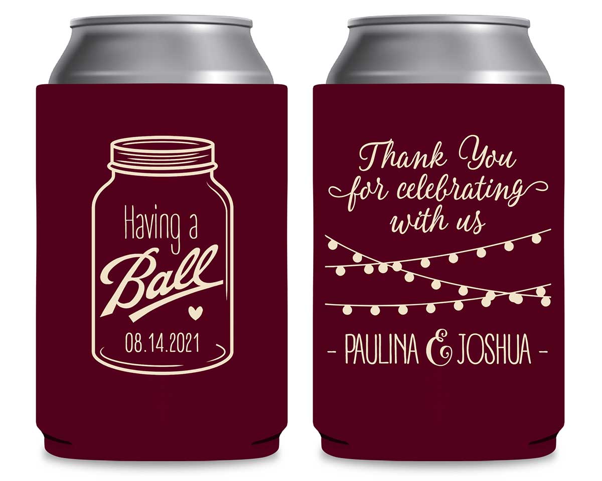 Having A Ball 1A Mason Jar Foldable Can Koozies Wedding Gifts for Guests