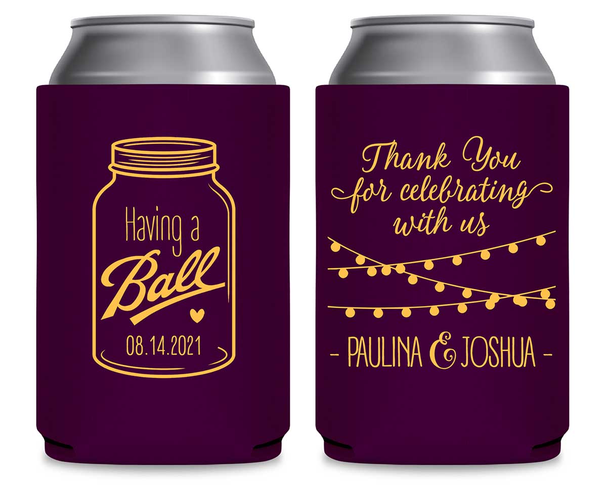 Having A Ball 1A Mason Jar Foldable Can Koozies Wedding Gifts for Guests