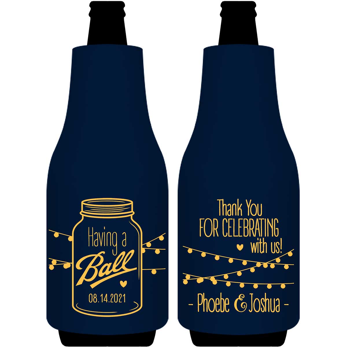 Having A Ball 1B Mason Jar Foldable Bottle Sleeve Koozies Wedding Gifts for Guests