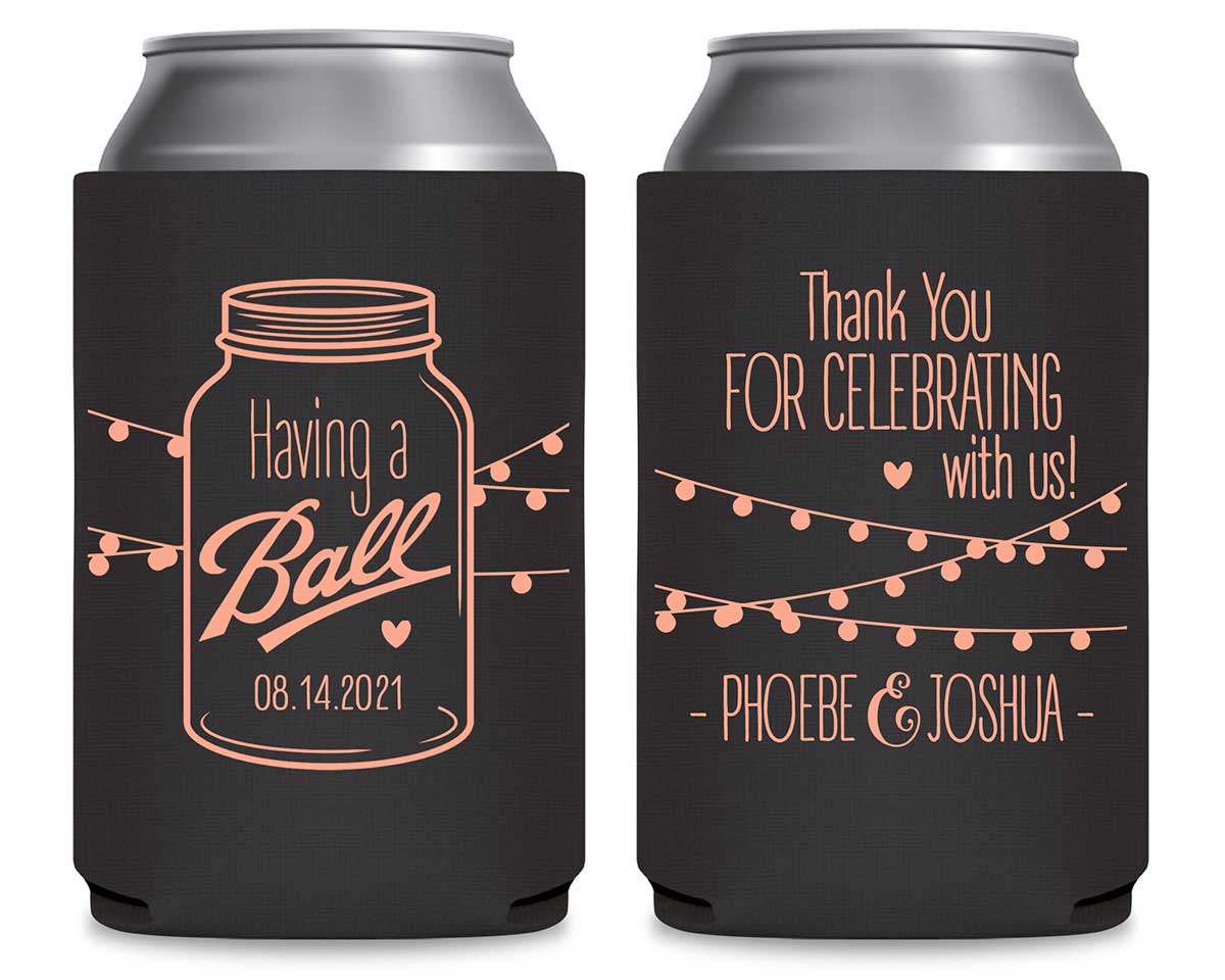 Having A Ball 1B Mason Jar Foldable Can Koozies Wedding Gifts for Guests