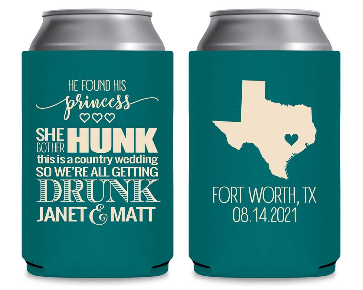 He Found His Princess She Got Her Hunk 1B Foldable Can Koozies Wedding Gifts for Guests