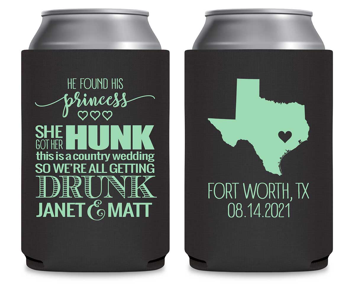 He Found His Princess She Got Her Hunk 1B Foldable Can Koozies Wedding Gifts for Guests