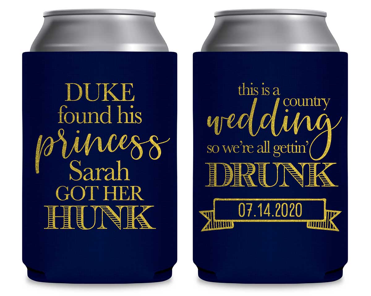 He Found His Princess She Got Her Hunk 2A Foldable Can Koozies Wedding Gifts for Guests