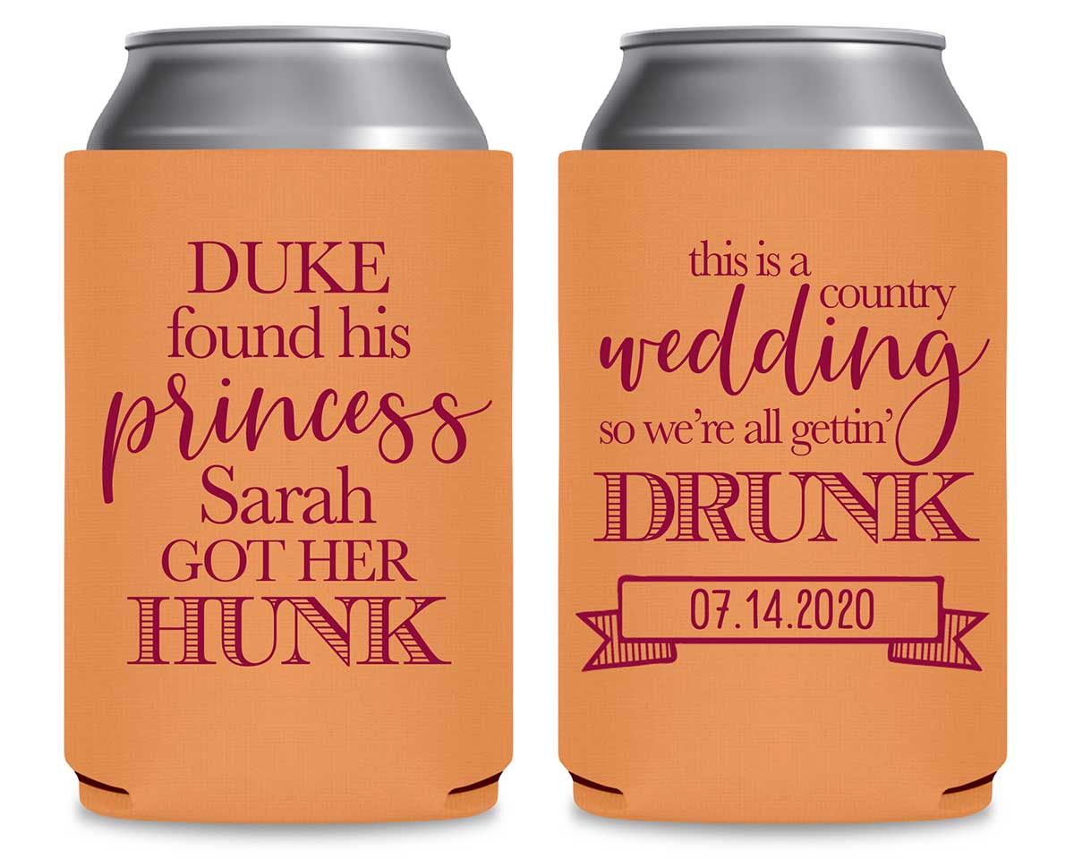 He Found His Princess She Got Her Hunk 2A Foldable Can Koozies Wedding Gifts for Guests