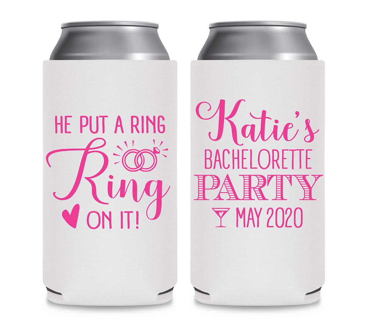 He Put A Ring On It Bachelorette 1A Foldable 12 oz Slim Can Koozies Wedding Gifts for Guests