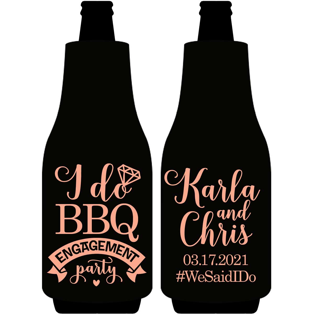 I Do BBQ 1A Foldable Bottle Sleeve Koozies Wedding Gifts for Guests